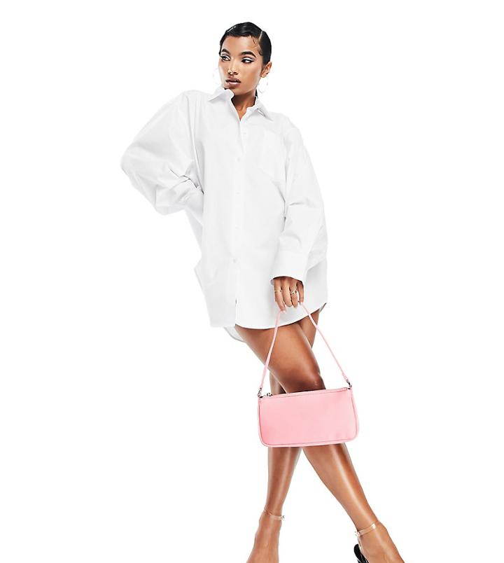 Asyou Oversized Poplin Shirt Dress In White