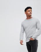 Asos Muscle Fit Lightweight Textured Sweater In Light Gray - Gray