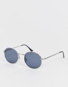 Selected Homme Oval Sunglasses In Silver Frame - Silver