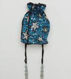 From St Xavier X How Two Live Hand Beaded Drawstring Blue Star Cross Body Bag - Blue