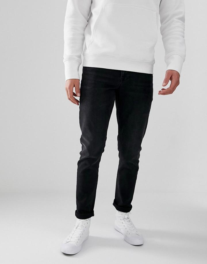 Asos Design Slim Jeans In Washed Black