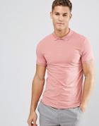 Asos Muscle Fit Jersey Polo - Pink