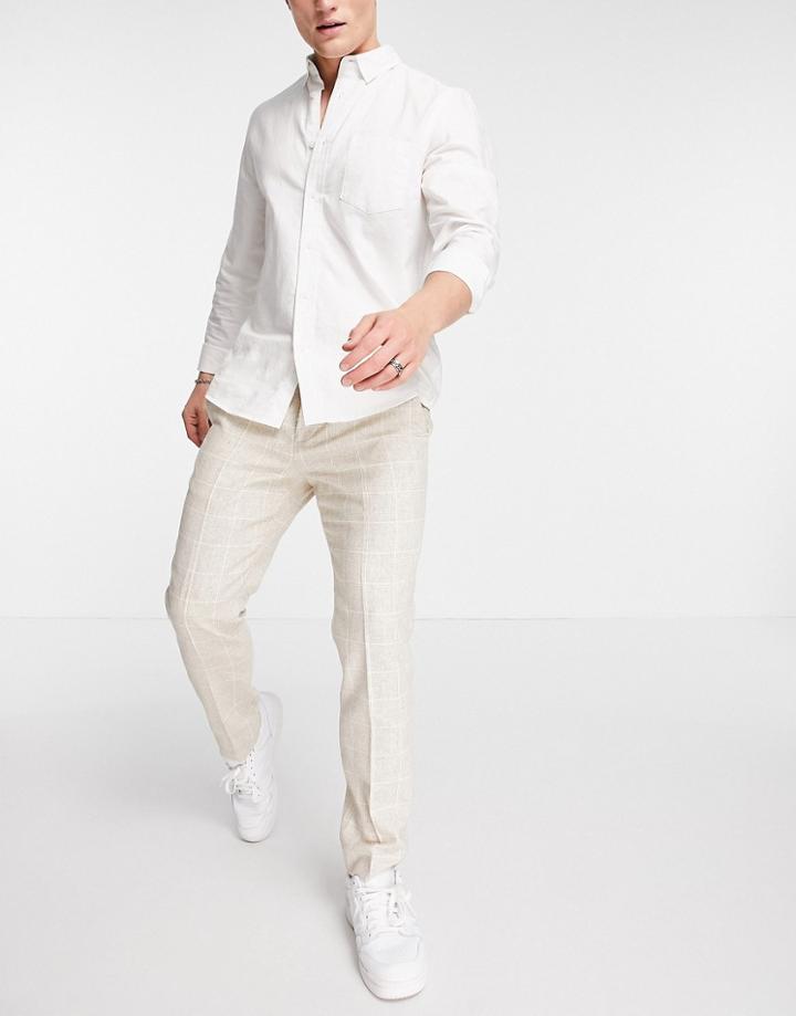Twisted Tailor Suit Pants In Window Pane Check Stone-neutral