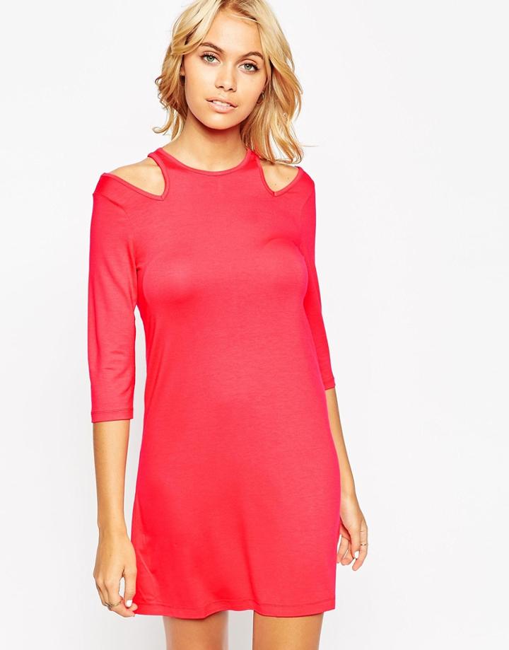Asos Shift Dress With Cold Shoulder - Black