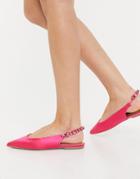 Asos Design Lia Embellished Slingback Ballet Flats In Pink