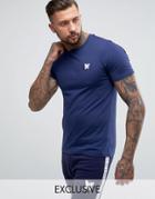 Good For Nothing Muscle T-shirt In Navy With Chest Logo - Navy