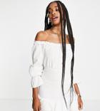 Parisian Tall Off Shoulder Frill Hem Mini Dress In White