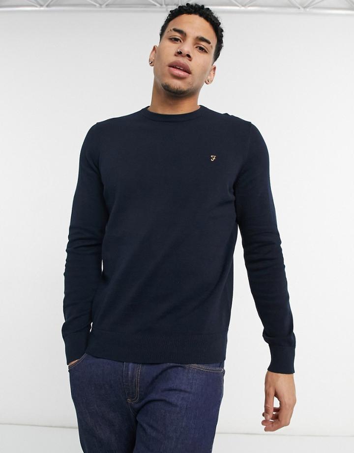 Farah Mullen Cotton Sweater In Navy
