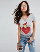 Love Moschino Fallen Heart T-shirt - Gray