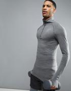 Siksilk Compression Long Sleeve T-shirt With Quarter Zip In Gray - Gray