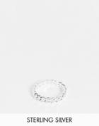 Asos Design Sterling Silver Band Ring With Chain Link Design