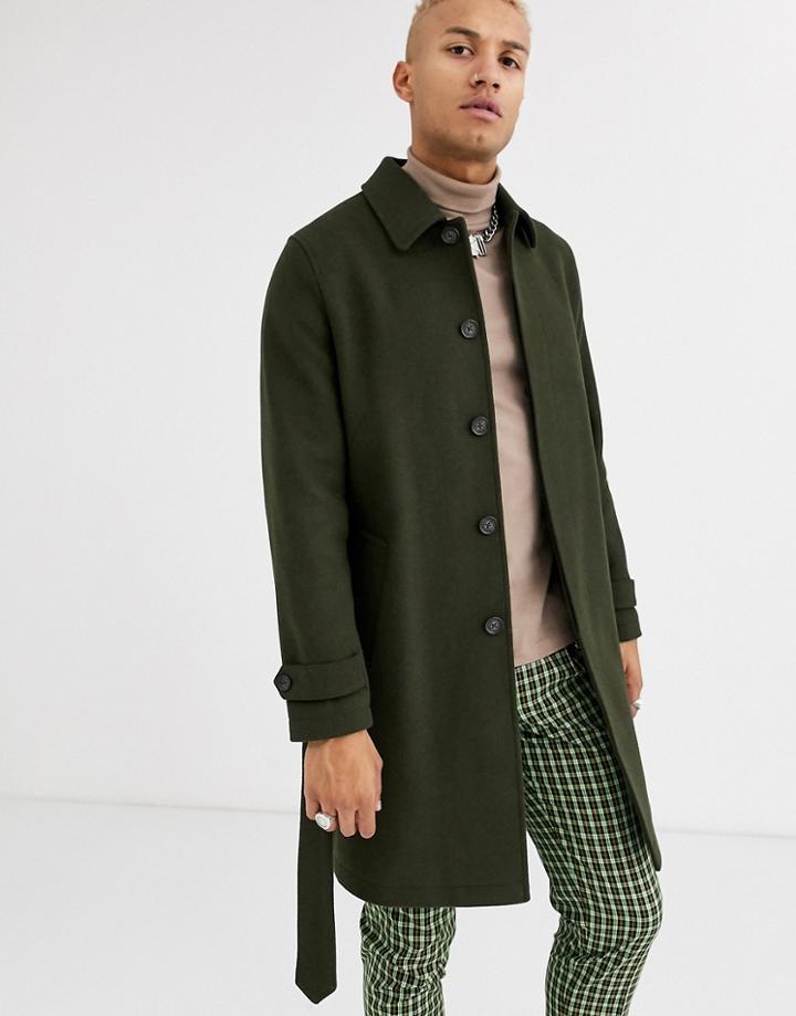 Asos Design Single Breasted Trench Coat In Khaki