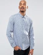 Esprit Shirt With Pocket And All Over Print - Navy