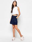 Motel Aubrie Denim Skirt - Indigo Denim