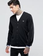 Fred Perry Cardigan In Pique In Black - Black