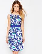 Uttam Boutique Tropical Bird Camo Pencil Dress - Blue