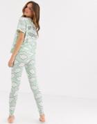 Asos Design Cloud Tee & Legging Pyjama Set-green