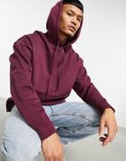 Asos Design Organic Oversized Hoodie With Curved Hem In Burgundy-red