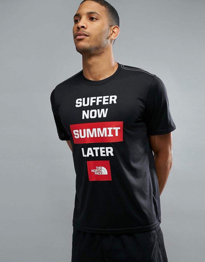 The North Face Mountain Athletics Reaxion Amp Running T-shirt Front Print In Black/white - Black