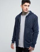 Dead Vintage Zip Thru Hoodie With Quilted Panel - Navy