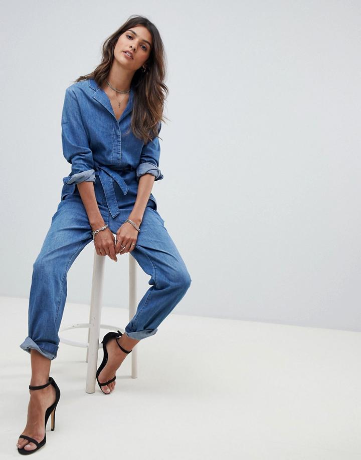 G-star Belted Denim Jumpsuit - Blue