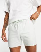 Asos Design Slim Chino Shorts With Elastic Waist In Pastel Green