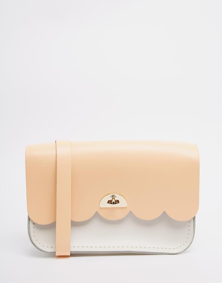 The Cambridge Satchel Company Leather Small Cloud Scallop Edge Bag - Peony Peach And Clay