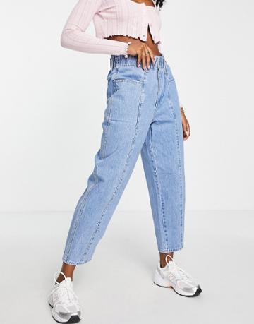 Madewell Pull-on Balloon Jeans In Mid Wash-blue