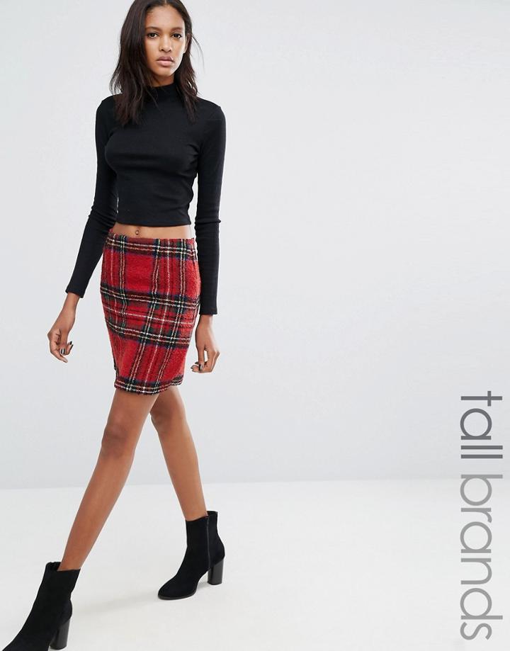 New Look Tall Check Mini Skirt - Red