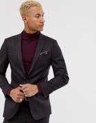 Lockstock Slim Suit Jacket In Navy With Purple Jacquard