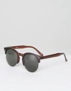 Asos Rounded Retro Sunglasses In Tort - Brown