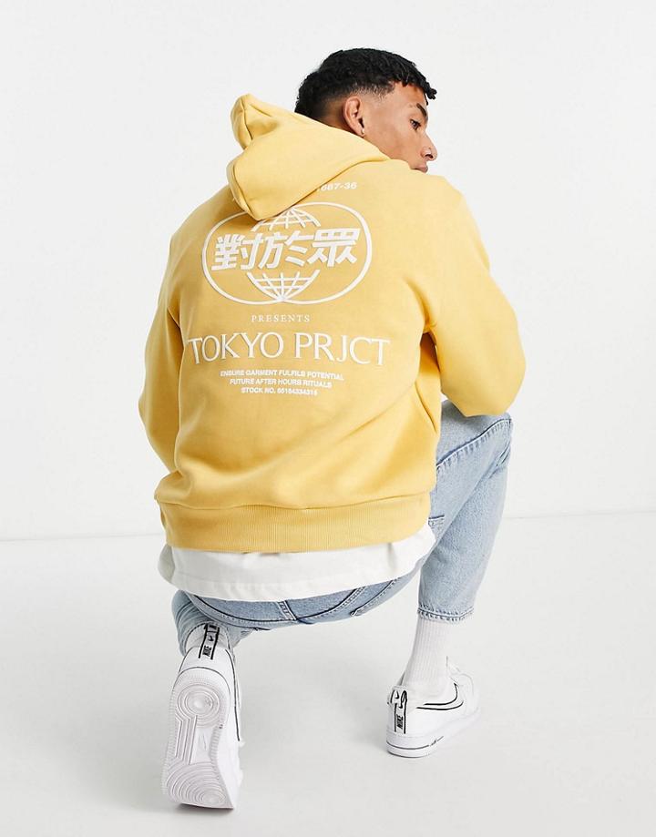 River Island Regular Fit Tokyo Project Hoodie In Yellow