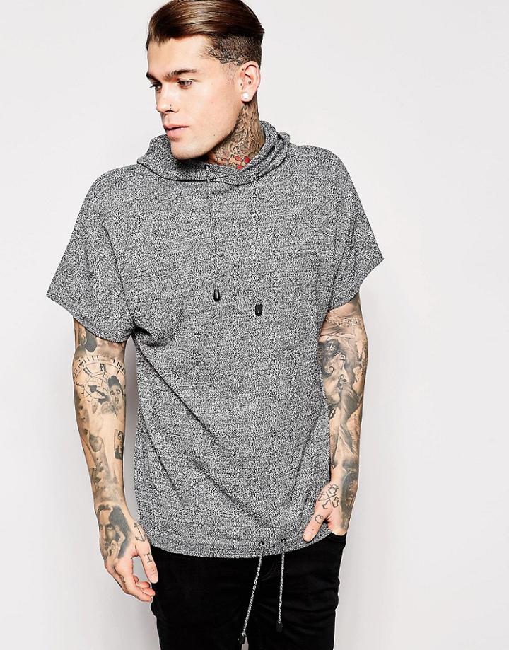 Asos Knitted T-shirt With Hood - Black