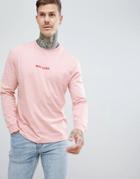 Asos Design Relaxed Long Sleeve T-shirt With Boy Code Text Print - Pink