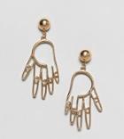 Reclaimed Vintage Inspired Hand Outline Earrings - Gold