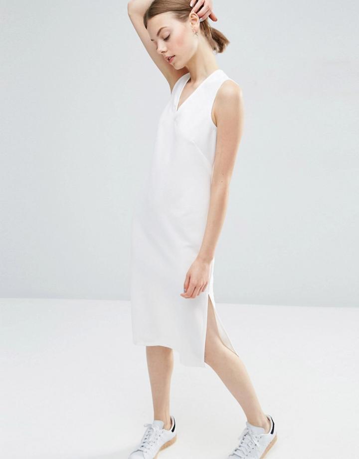 Asos Heavy Rib Column Dress - Ivory