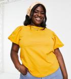 Simply Be Cotton Poplin Volume Sleeve Top In Mango-orange