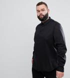 Asos Design Plus Stretch Regular Fit Shirt In Black - Black