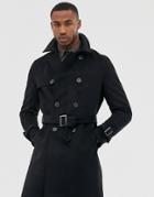 River Island Military Coat In Black - Black