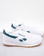 Reebok Classic Leather Trainers In White And Green - White