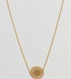 Asos Gold Plated Sterling Silver Fine Filigree Disc Necklace - Gold
