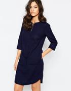 Warehouse Concealed Zip Tunic Dress - Navy