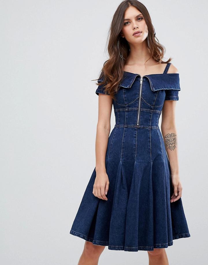 Miss Sixty Flare Denim Dress - Blue