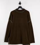 Reclaimed Vintage Inspired Unisex High Neck Sweater With Exposed Contrast Seams-multi