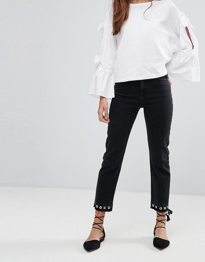 Miss Selfridge Eyelet Straight Leg Jeans - Multi