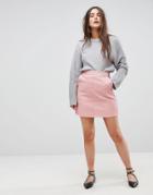 Only A-line Leather Look Skirt - Gold