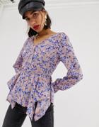 Lost Ink Blouse In Romantic Floral Print - Pink
