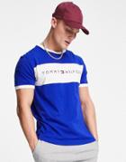 Tommy Hilfiger Lounge T-shirt With Chest Panel Logo In Blue-blues