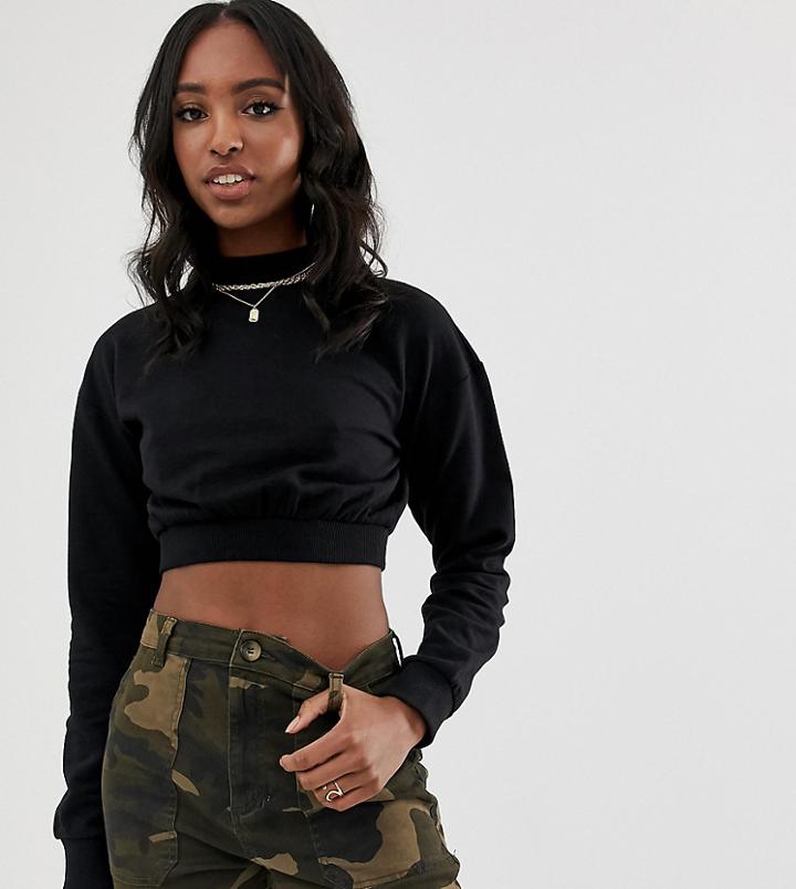 Asos Design Tall Super Crop Sweatshirt In Black
