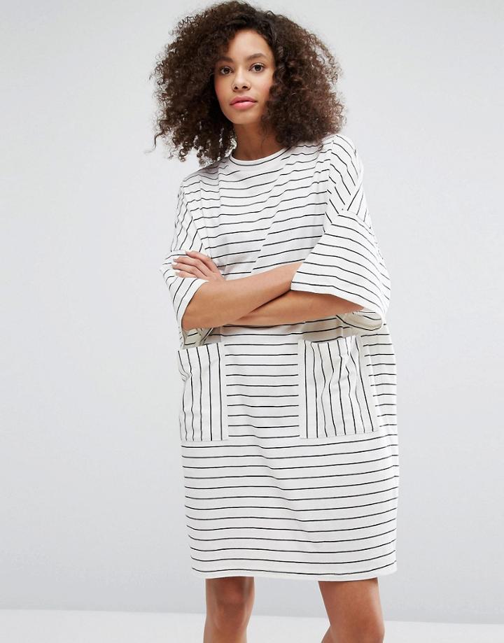 Monki Stripe T-shirt Dress - Navy